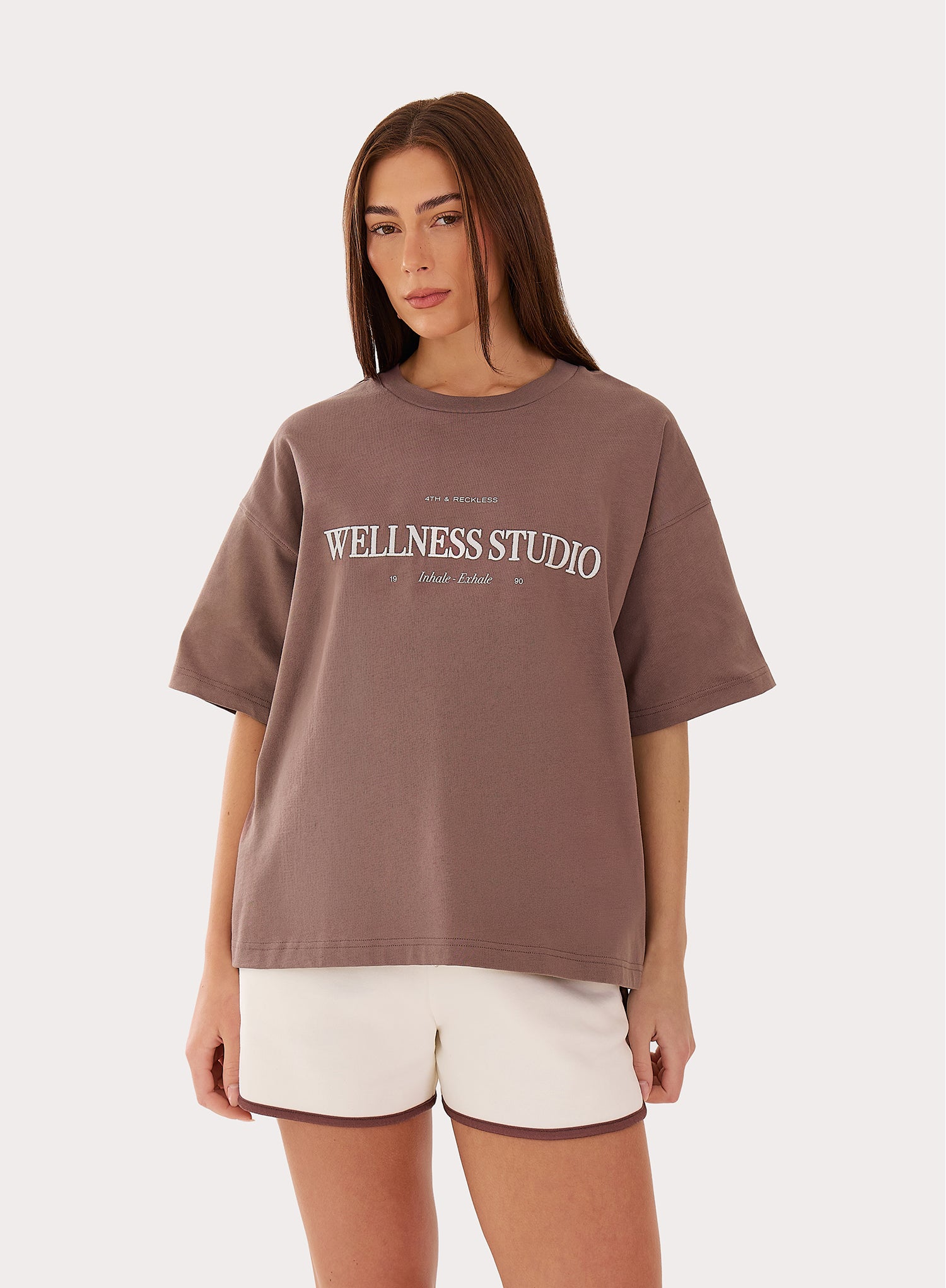 Brown Wellness Slogan Cotton Oversized T-Shirt